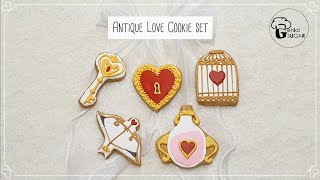 애인에게 특별한 선물 발렌타인데이 앤틱 아이싱쿠키 만들기, Valentine's Day special gift antique love icing cookie decorating