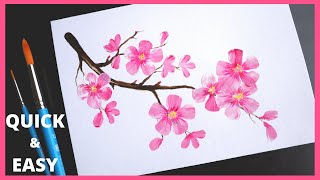 Hand made Card/Cherry Blossom/Easy Acrylic Painting for Beginners/Spring