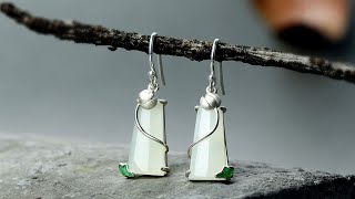 LUXYIN JEWELRY | Natural Jade lotus Drop Earrings