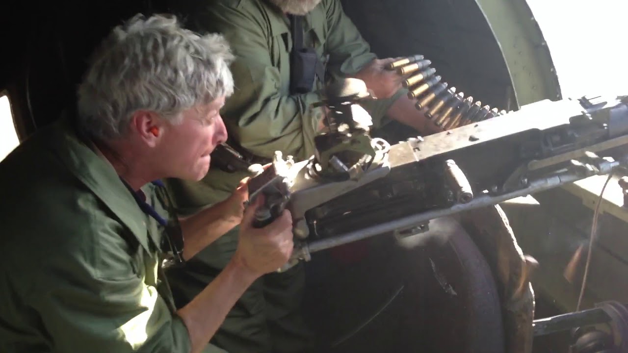 Firing The 50 Out Of The B-17 Waist Gunner Position - YouTube