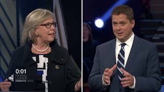 Elizabeth May debates household debt with Andrew Scheer