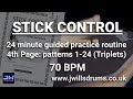 Stick Control Page 4: 24 minute guided practice routine (70bpm) - Triplets