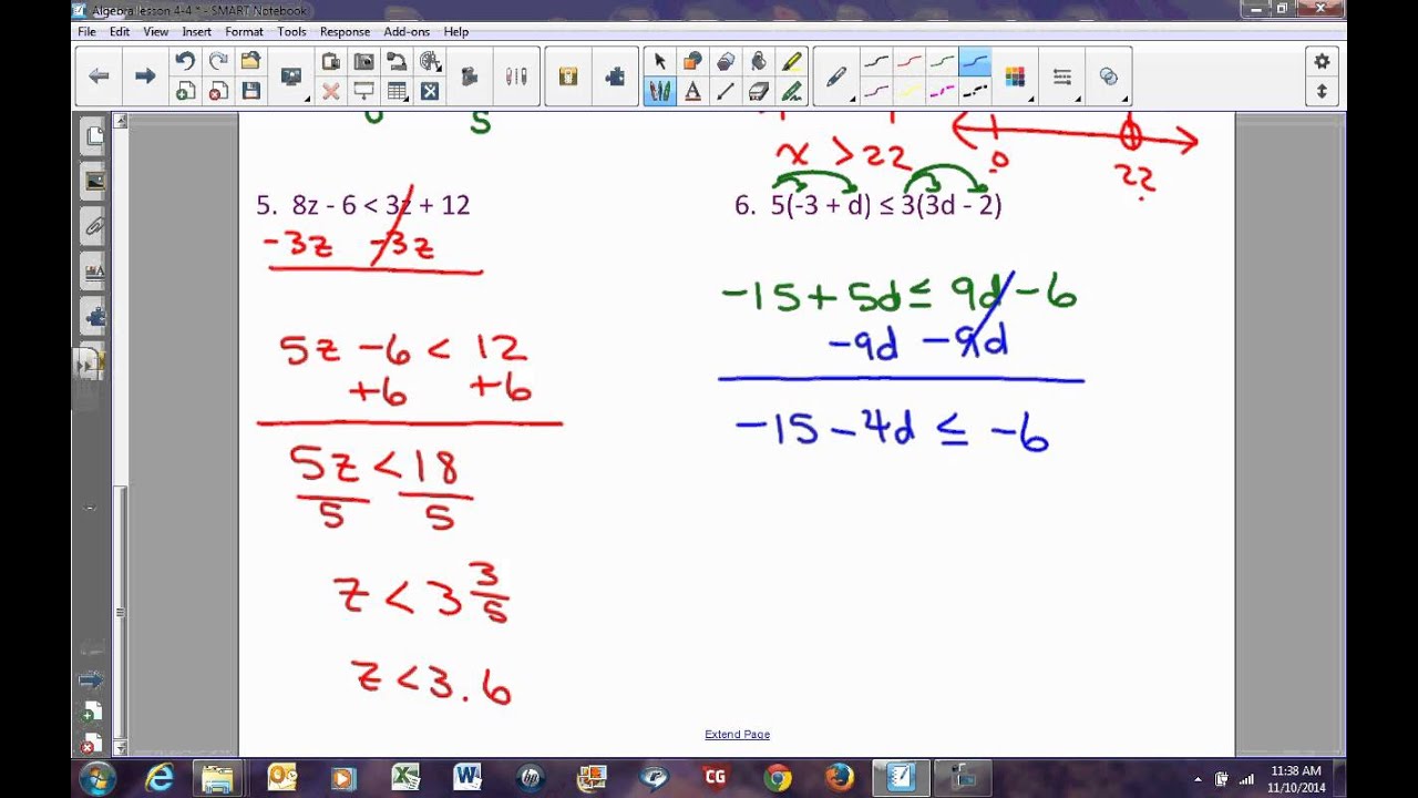 Algebra Lesson 4 4 Solving Multi Step Inequalities - YouTube