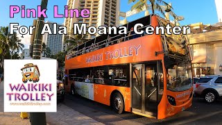 [4K]Waikiki Trolley Pink Line in the evening Waikiki Beach-Ala Moana Center