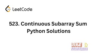 523. Continuous Subarray Sum Python leetcode Solution
