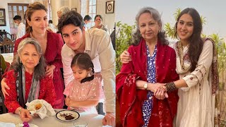 Sara Ali Khan & Bro Ibrahim Ali Khan SWEET Moment With Grandmom Sharmila Tagore On Her Birthday