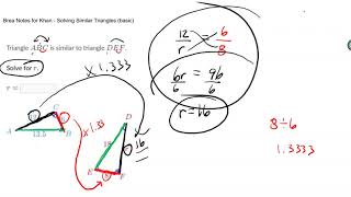 Khan Academy - Solving Similar Triangles Basic and Advanced Examples