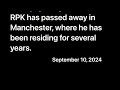 RPK (Sept 27, 1950 - Sept 9, 2024)