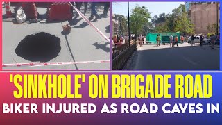 'Sinkhole' on #Bengaluru's Brigade Road, one biker injured