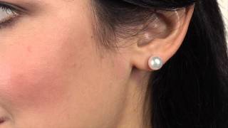 Huge White Akoya Pearl Stud Earrings, 8.5-9.0mm