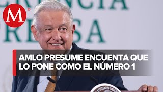 AMLO muestra encuesta que lo pone en primer lugar de aprobación entre 13 líderes mundiales