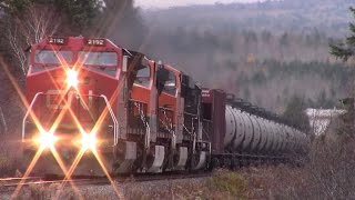 CN 2192 West, BNSF Power Trailing 11-01-2014