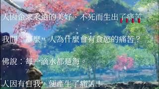 佛說：忘記並不等於從未存在，一切自在來源於選擇，而不是刻意。不如放手，放下的越多，越覺得擁有的更多。經雲：眾生無我，苦樂隨緣，宿因所構，緣盡還無，何喜之有？得失隨緣。一切悲喜都由心生。