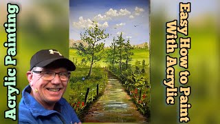 Beginners Easy Landscape Painting -- Acrylics Painting Made Easy!