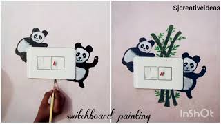 Switchboard painting// wall painting//;wall art // cute panda painting //
