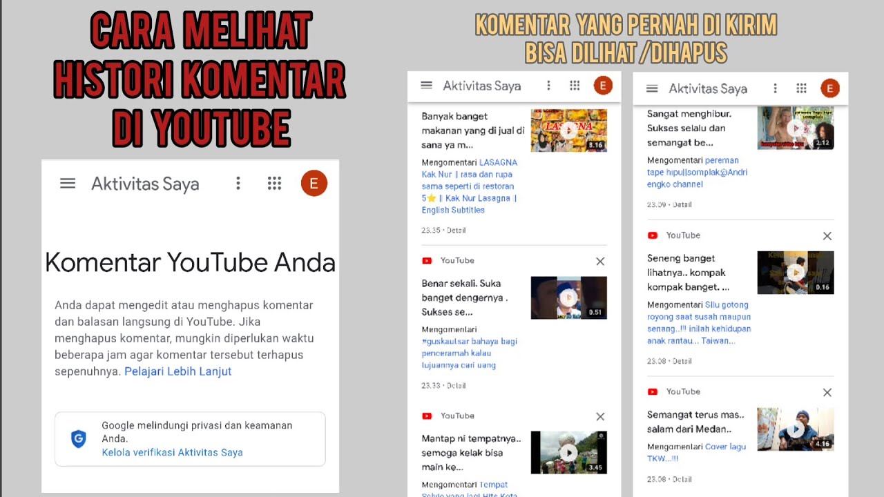 Cara Melihat Riwayat Komentar Youtube Di Hp Youtube