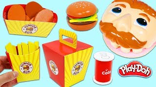 Feeding Mr. Play Doh Head Pretend McDonalds Happy Meal Toy Set!