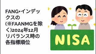 FANG+インデックスの(※FAANMGを除く)2024年12月リバランス時の各指標順位