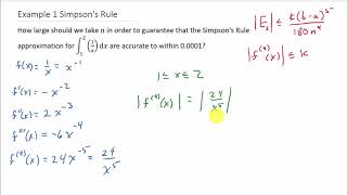Simpson's Rule - Error Bound Example 1