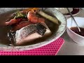 ASMR mukbang eating fish soups with shrimps