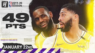 LeBron James & Anthony Davis 49 Points Combined Highlights vs Knicks | January 22, 2020