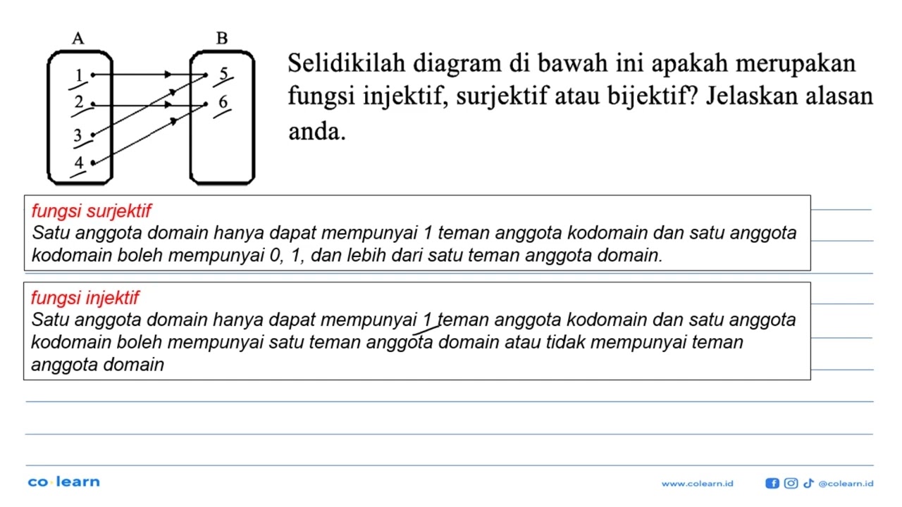 Selidikilah Diagram Di Bawah Ini Apakah Merupakan 5 Fungsi Injektif ...