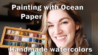 Painting with the OCEAN PAPER Bamboo Paintbox - HANDMADE WATERCOLORS from Hawaii!!