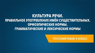 Культура речи. Правильное употребление имён существительных. Орфоэпические нормы.