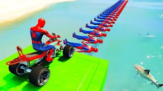 أبطال خارقون على دراجة رباعية الدفع - 🚴‍♂️Superheroes on Quad Bike Ride on Spiderman Bridge