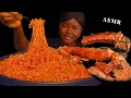 Asmr Spicy Noodles | King Crab Seafood Boil Mukbang| Seafood Boil Mukbang (no Talking) Eating Sounds