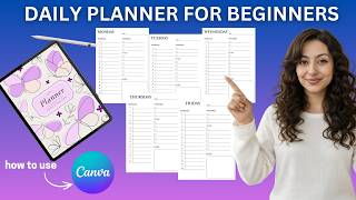 How to Create a Daily Planner in Canva(Beginner Tutorial | Lines, Shapes & Text)Part 1