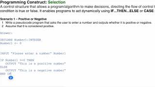 Pseudocode: Selection Part 1 - IF.. THEN.. ELSE