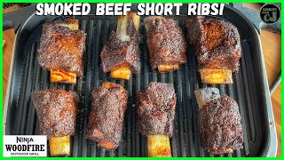 SMOKED BEEF SHORT RIBS ON THE NINJA WOODFIRE GRILL!  Ninja Woodfire Grill Recipes!