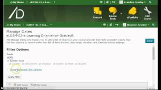 Shifting Dates using the Manage Dates tool in D2L