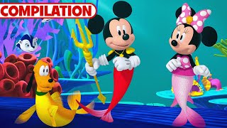 Mickey and Friends Play Mermaids 🐚 | Mickey Mouse Funhouse | Compilation | @disneyjunior