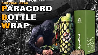 Survival Paracord Bottle Wrap :  TUTORIAL | Cow Hitch Knot | Aqua Flask Bottle | Emergency Whistle