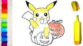 Drawing Pokemon Pikachu for kids Halloween| Bolalar uchun Pokemon Pikachuni qanday chizish mumkin