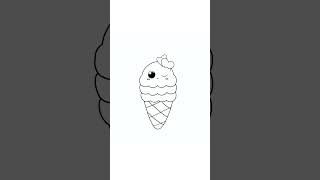 How to draw a cute ICE CREAM 🧊💗 DRAW CUTE THINGS #shorts