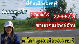 ที่ดินเมืองลพบุรี22ไร่/ไร่ละ2.7แสนยกแปลง6ล้านบาทติดถนนลาดยางต.โคกตุมอ.เมืองจ.ลพบรี