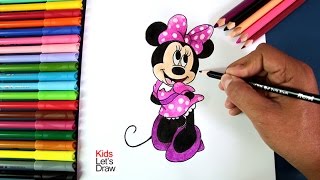 Cómo dibujar y colorear a MINNIE MOUSE | How to draw Minnie Mouse (Disney)