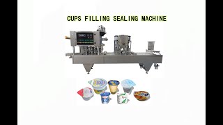 4 lanes jelly cups filling sealing machine | pp cups yogurt filling sealing machine