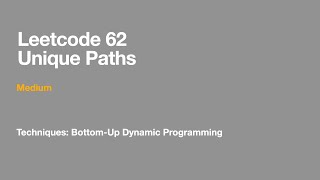 Leetcode 62 Unique Paths | Dynamic Programming | Bottom-Up