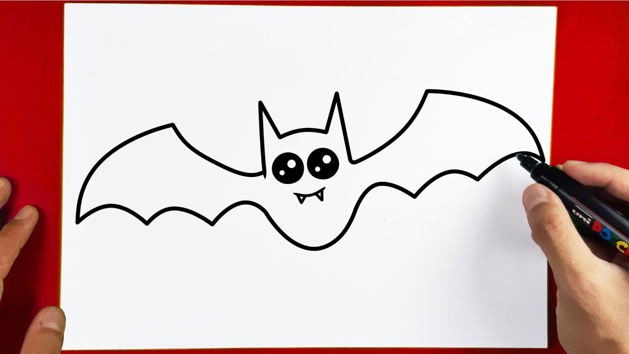 How To Draw Cute Bat - HALLOWEEN DRAWINGS - YouTube