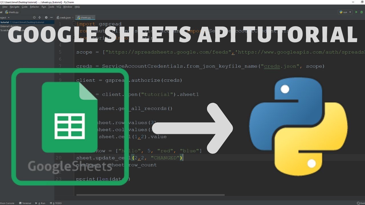 Python Google Sheets API Tutorial - 2019 - YouTube