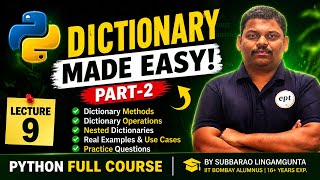 Python Dictionary Full Tutorial 🐍 | Part 2 | Lecture 9 | All Methods Explained