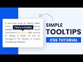 Simple Tooltips On Hover | HTML & CSS Tutorial
