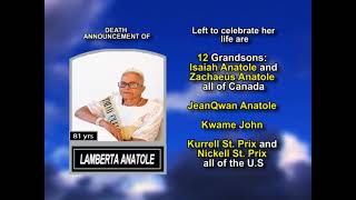 Lamberta Anatole ~ Long Obituary