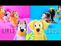 Girls Vs Boys CHALLENGE with Bluey Toys !