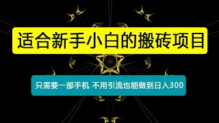 适合新手小白的搬砖项目，只需要一部手机、不用引流也能做到日入300+【揭秘】