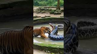 Tiger vs Anaconda in the Amazon jungle